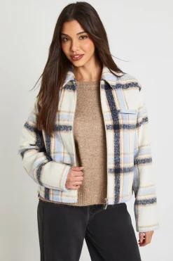 Veste Zippée à Carreaux Aspect Laine