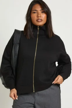 Veste Zippée Col Cheminée Grande Taille