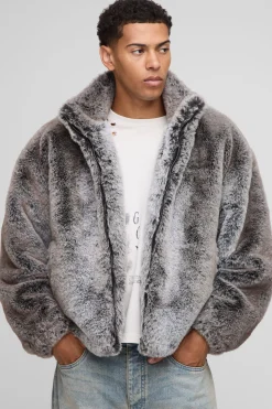 boohooMAN Veste zippée à col entonnoir, coupe oversize, bicolore en synthétique<Homme Manteaux Et Vestes
