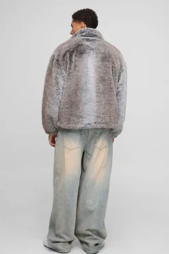 boohooMAN Veste zippée à col entonnoir, coupe oversize, bicolore en synthétique<Homme Manteaux Et Vestes