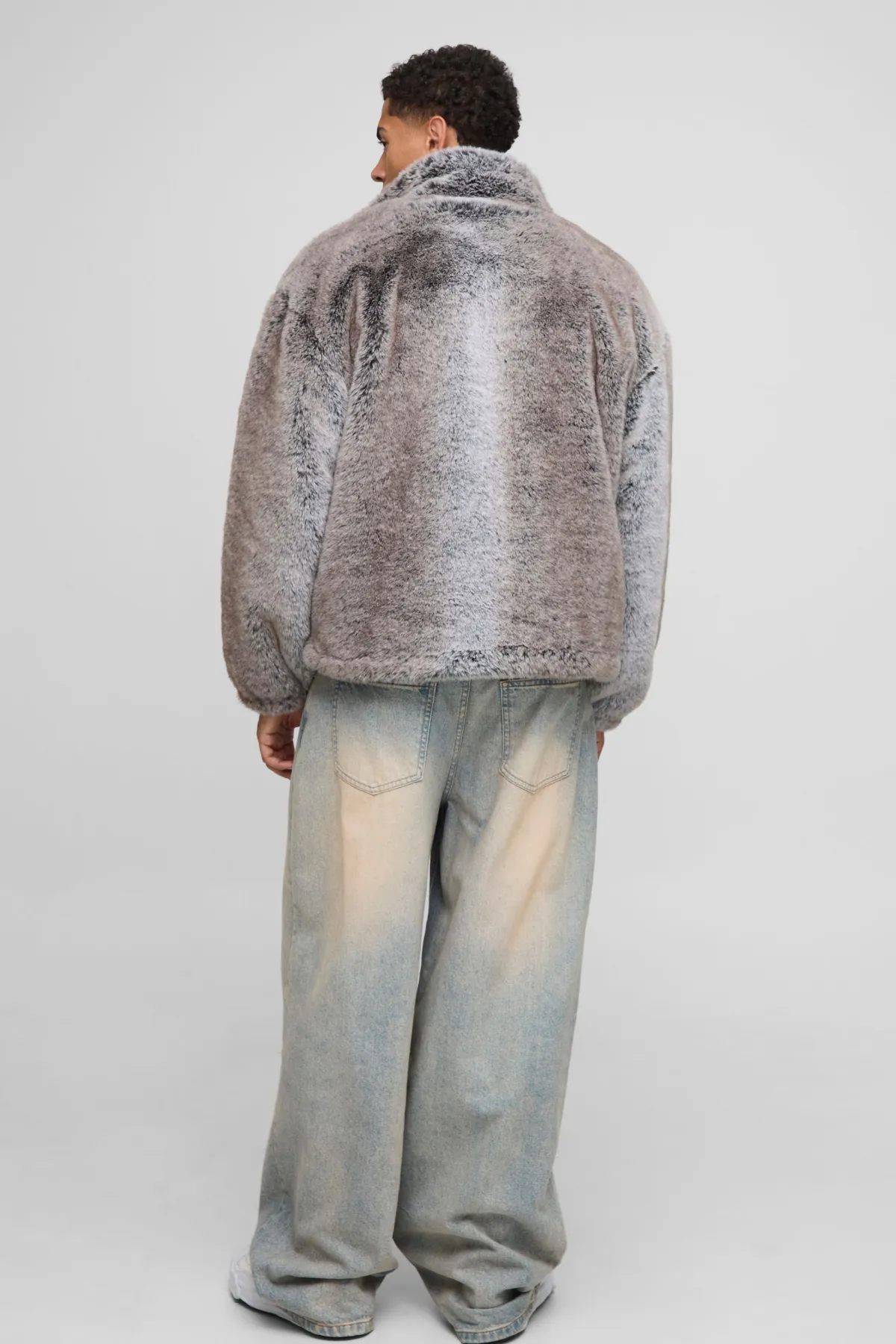 boohooMAN Veste zippée à col entonnoir, coupe oversize, bicolore en synthétique<Homme Manteaux Et Vestes