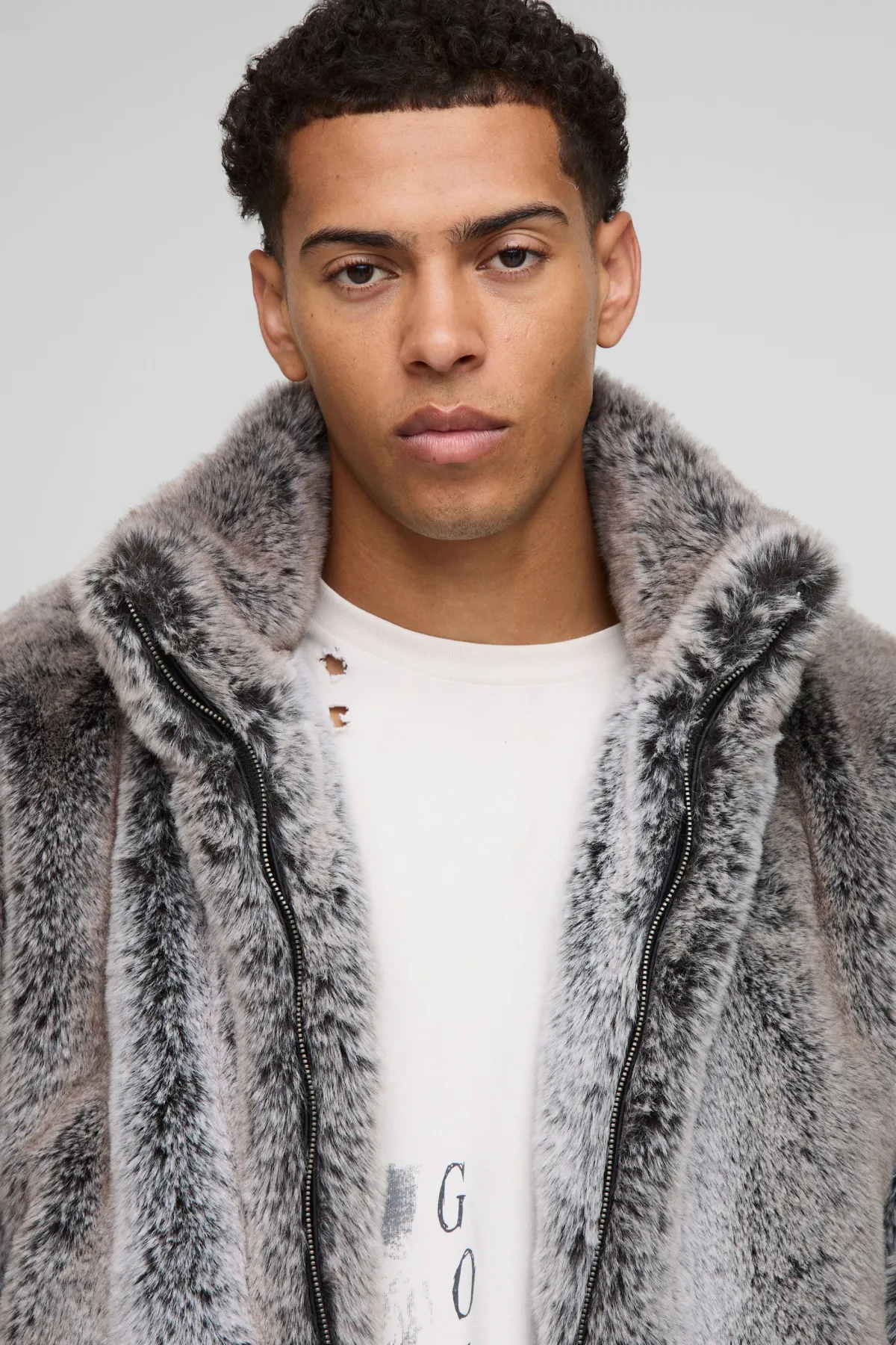 boohooMAN Veste zippée à col entonnoir, coupe oversize, bicolore en synthétique<Homme Manteaux Et Vestes