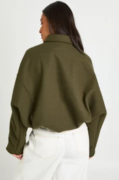 Veste Zippée À Col Montant Aspect Laine