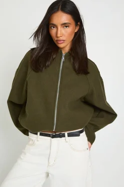 Veste Zippée À Col Montant Aspect Laine