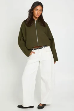 Veste Zippée À Col Montant Aspect Laine
