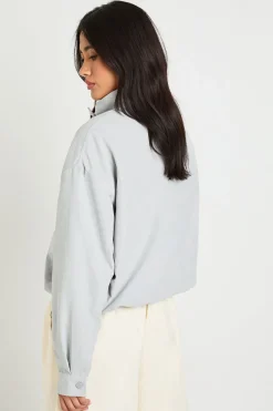 Veste Zippée À Col Montant En Tissu Pêche