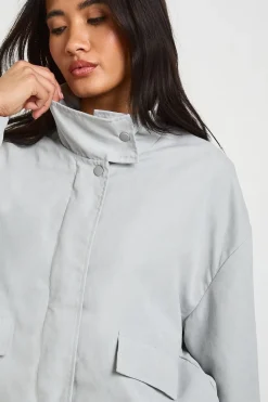 Veste Zippée À Col Montant En Tissu Pêche