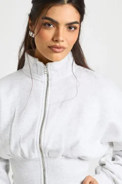 Veste Zippée Col Montant Taille Cintrée