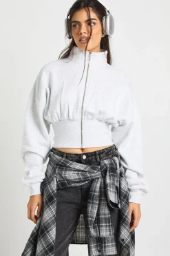Veste Zippée Col Montant Taille Cintrée