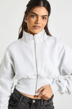 Veste Zippée Col Montant Taille Cintrée