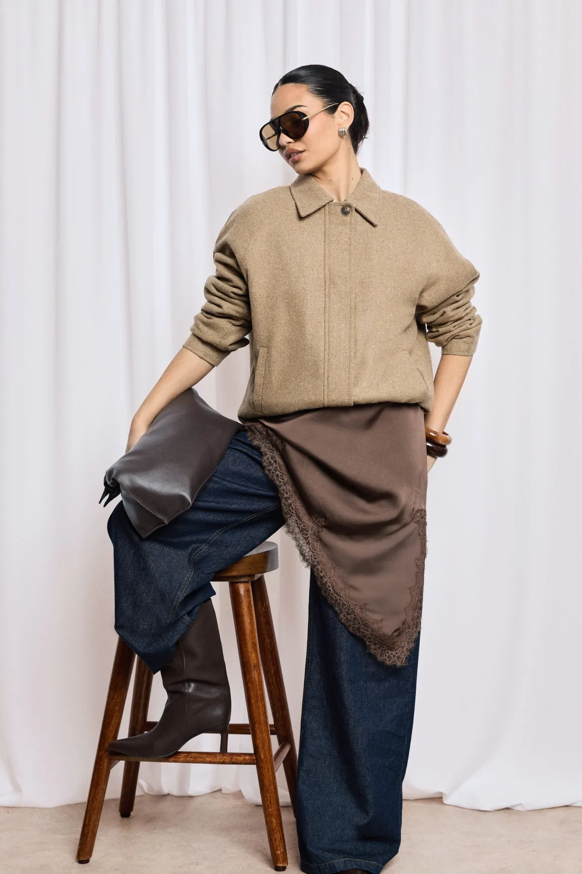 Veste zippée en mélange de laine