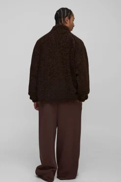 Veste zippée à glissière intégrale, coupe régulière, en synthétique avec coutures bouclées et accents synthétiques