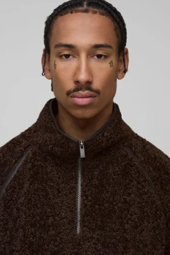 Veste zippée à glissière intégrale, coupe régulière, en synthétique avec coutures bouclées et accents synthétiques