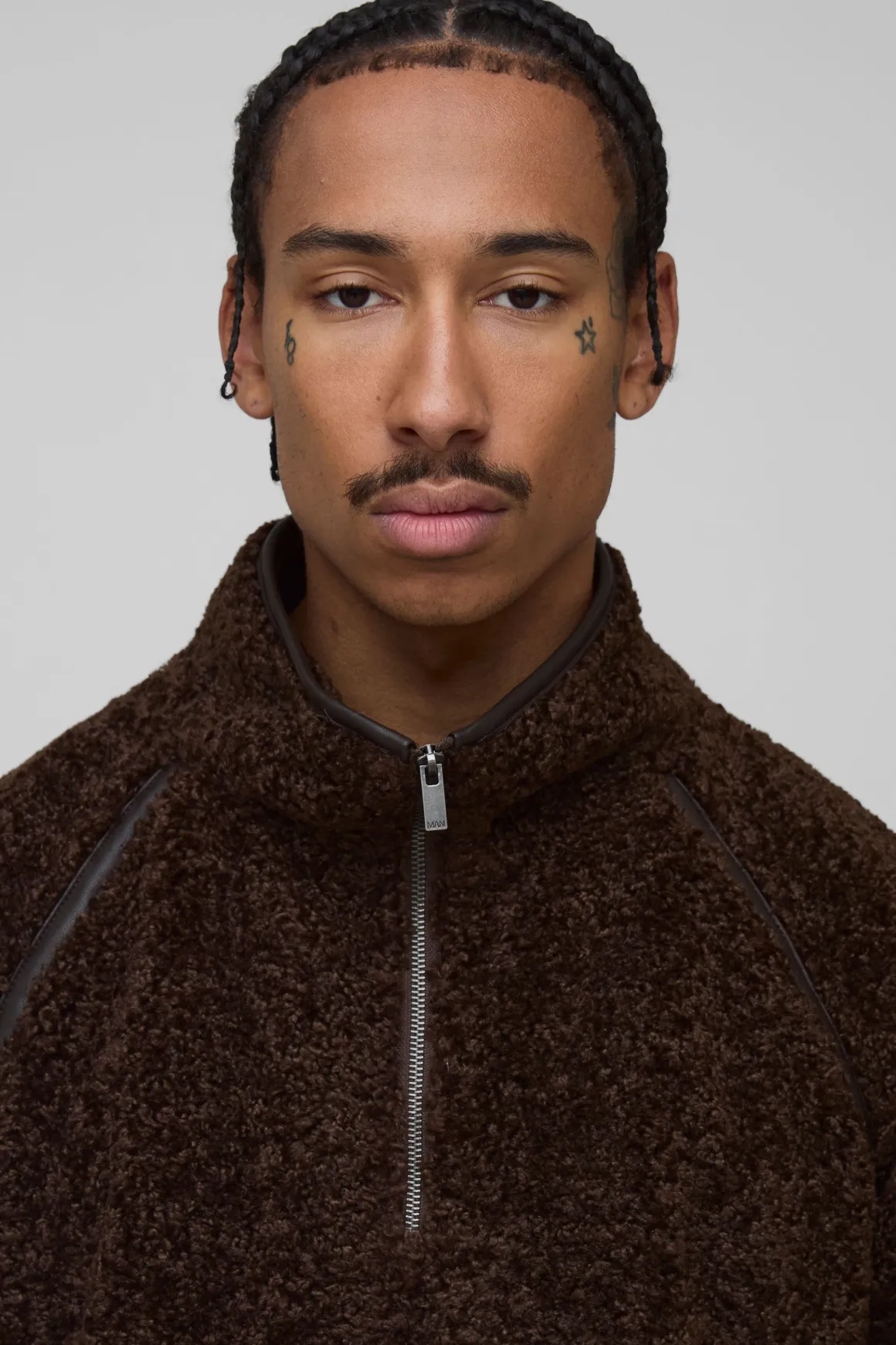 Veste zippée à glissière intégrale, coupe régulière, en synthétique avec coutures bouclées et accents synthétiques