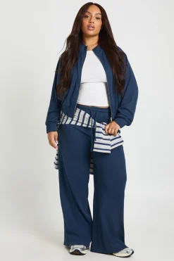 Veste Zippée Grande Taille à Col Cheminée Côtelé