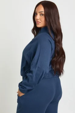 Veste Zippée Grande Taille à Col Cheminée Côtelé