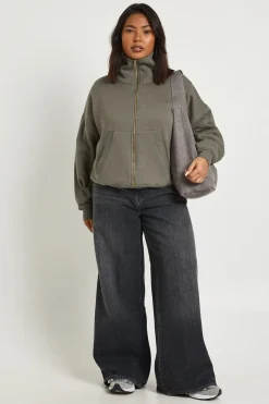 boohoo Veste Zippée Grande Taille à Col Cheminée<Femme Sweats À Capuche Et Sweats|Sweats À Capuche Et Sweatshirts