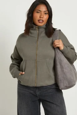 boohoo Veste Zippée Grande Taille à Col Cheminée<Femme Sweats À Capuche Et Sweats|Sweats À Capuche Et Sweatshirts