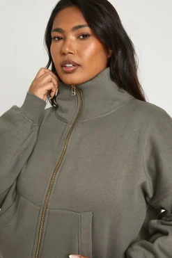 boohoo Veste Zippée Grande Taille à Col Cheminée<Femme Sweats À Capuche Et Sweats|Sweats À Capuche Et Sweatshirts
