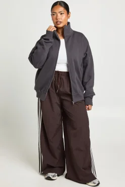 Veste Zippée Grande Taille À Col Montant