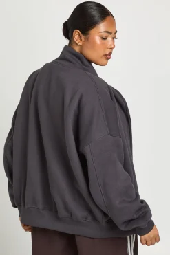 Veste Zippée Grande Taille À Col Montant