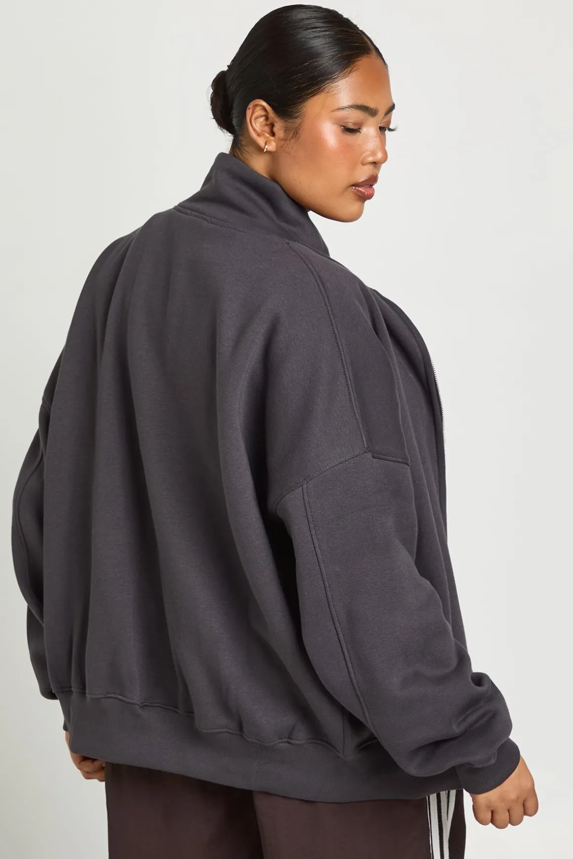 Veste Zippée Grande Taille À Col Montant
