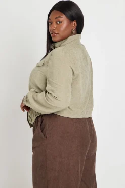 boohoo Veste Zippée Grande Taille Col Montant En Tissu Pêche<Femme Vestes & Manteaux