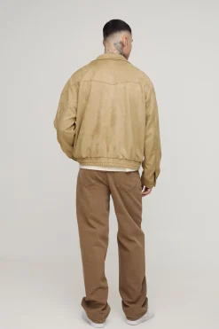 boohooMAN Veste zippée Western en synthétique pour grandes tailles, coupe régulière<Homme Tout Afficher|Vestes & Manteaux Tall
