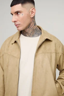 boohooMAN Veste zippée Western en synthétique pour grandes tailles, coupe régulière<Homme Tout Afficher|Vestes & Manteaux Tall