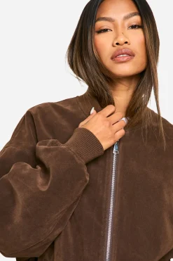 Vintage Look Bombardier Oversize en synthétique Daim