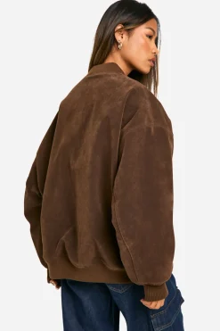 Vintage Look Bombardier Oversize en synthétique Daim