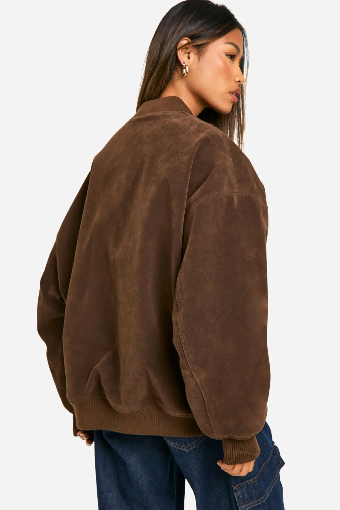 Vintage Look Bombardier Oversize en synthétique Daim