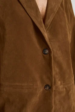 Vintage Look Faux Suede Relaxed Fit Blazer