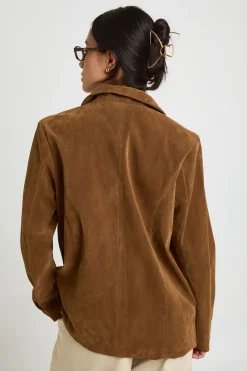 Vintage Look Faux Suede Relaxed Fit Blazer