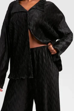 Wave Plisse Chemise à Coupe Décontractée