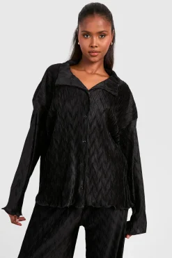 Wave Plisse Chemise à Coupe Décontractée
