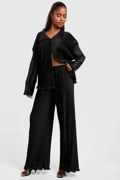 Wave Plisse Chemise à Coupe Décontractée