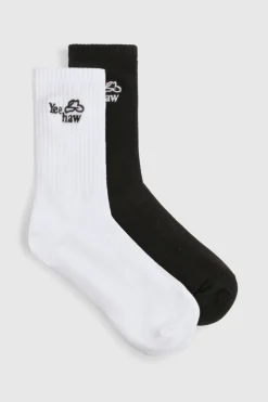 Western Embroidered Sports Socks 2 Pack devient Chaussettes de sport brodées western – Lot de 2