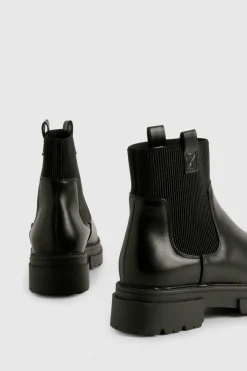 Wide Fit Double Tab Detail Chunky Chelsea Boots