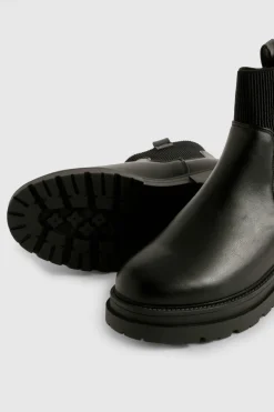 Wide Fit Double Tab Detail Chunky Chelsea Boots
