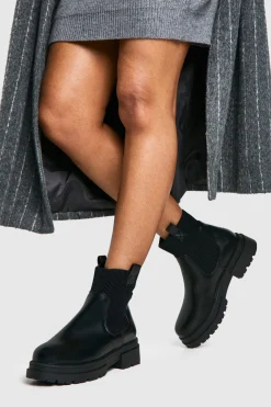 Wide Fit Double Tab Detail Chunky Chelsea Boots