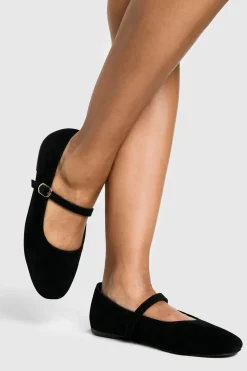 boohoo Wide Fit Faux Suede Mary Jane Ballet Flats< Ballerines|Ballerines