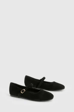 boohoo Wide Fit Faux Suede Mary Jane Ballet Flats< Ballerines|Ballerines