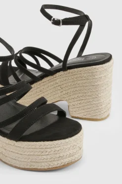 boohoo Wide Fit Strappy Low Wedge< Chaussures Festives|Chaussures À Talons