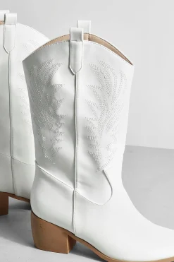 Wide Fit Tab Detail Ankle Cowboy Western Boots