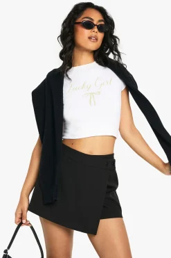 boohoo Woven Button Wrap Skort<Femme Shorts