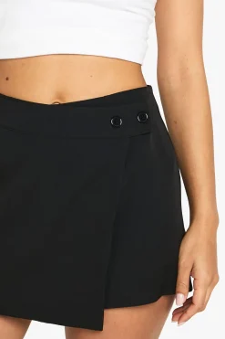boohoo Woven Button Wrap Skort<Femme Shorts