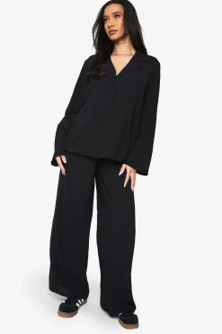 boohoo Woven Oversized Shirt & Drawstring Trouser Co-ord<Femme Ensembles