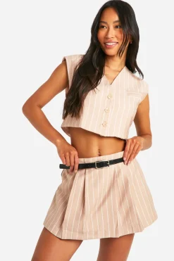 boohoo Woven Pinstripe Tailored Skort<Femme Shorts