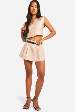 boohoo Woven Pinstripe Tailored Skort<Femme Shorts